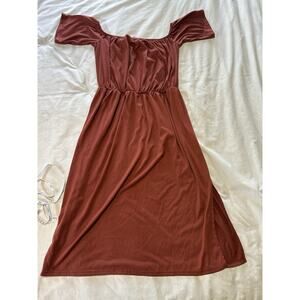 Greathe Off-Shoulder Rust Midi Dress - Size L